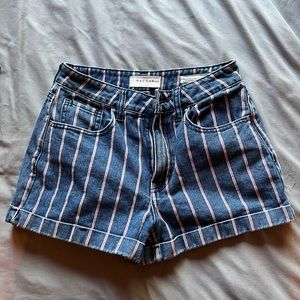 High waisted denim Pacsun shorts with red stripes